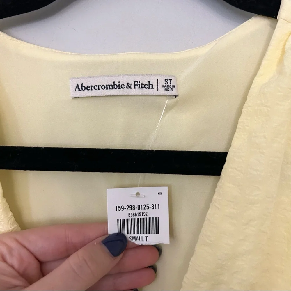 Abercrombie & Fitch Pale Yellow Textured Midi Dress